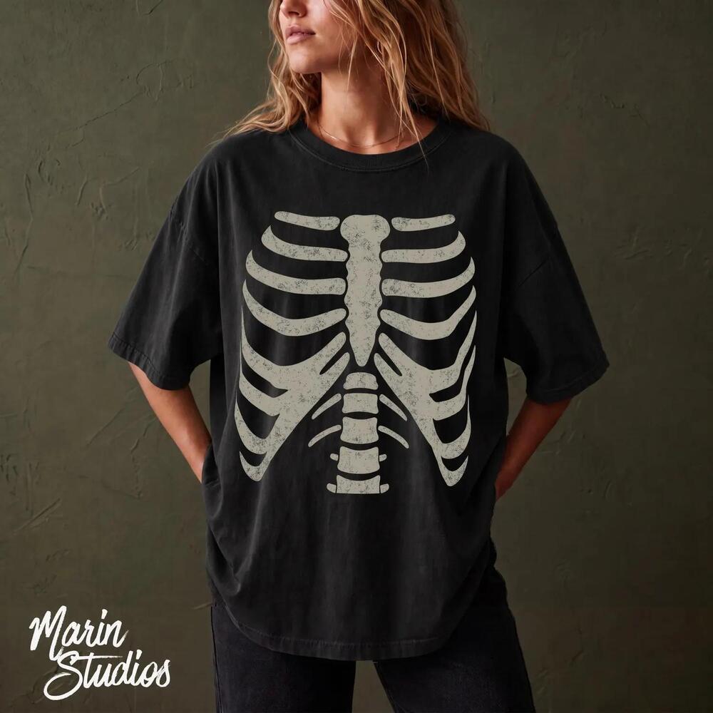 Skeleton Ribcage S Shirt Spooky Halloween Tee